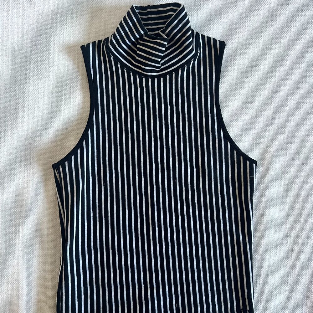 rag & bone - navy & white striped mock turtle neck top